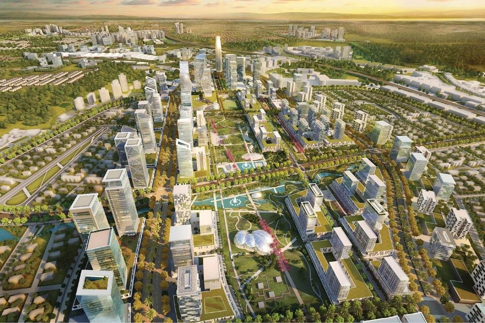 Ilustrasi pengembangan kawasan BSD City dengan hunian modern, area hijau, dan fasilitas perkotaan