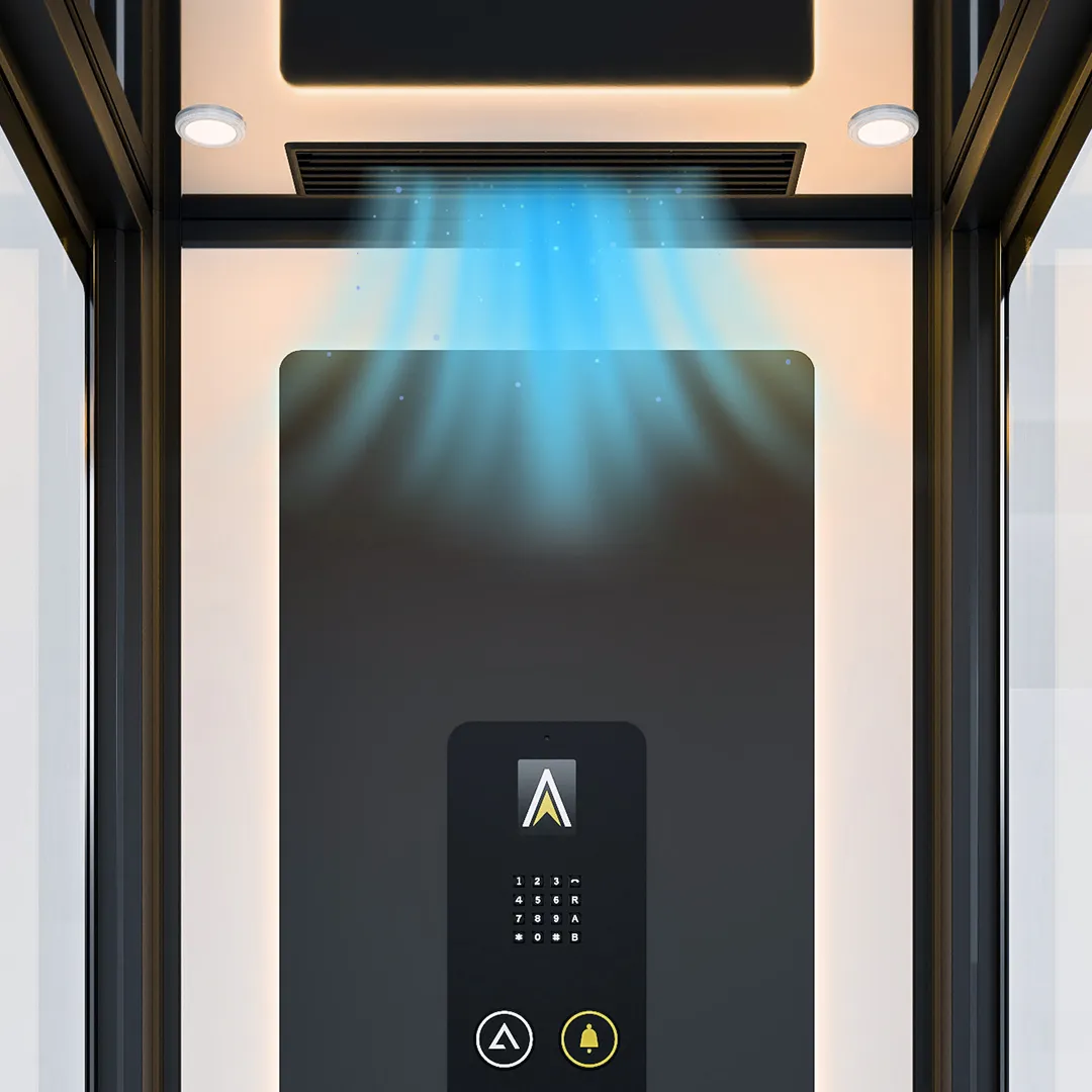 Lift Rumah Terkecil di Indonesia | Ascenda Size S 7 Built-in fan pada kabin lift rumah Ascenda yang membantu sirkulasi udara selama penggunaan.